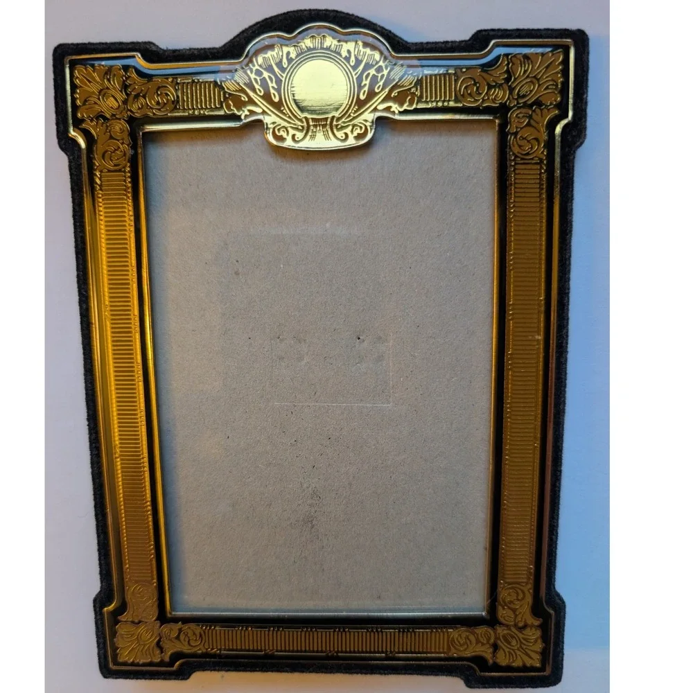 Art Deco VTG Gold & Black Ornate Mini Picture Frame 4.5x6 Neoclassical Regency